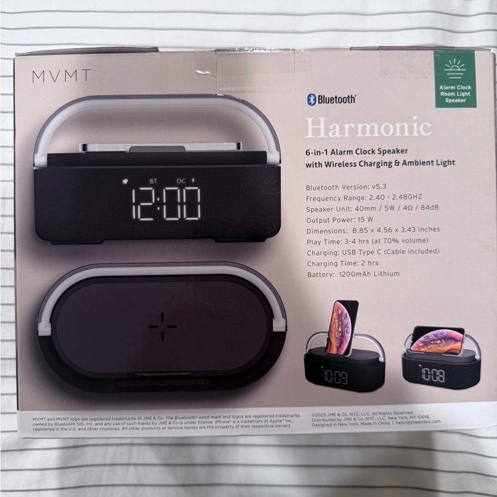 Harmonic 6-in-1 Alarm Clock Speaker with Wireless Charging & Ambient Light - Picture 3 of 8
